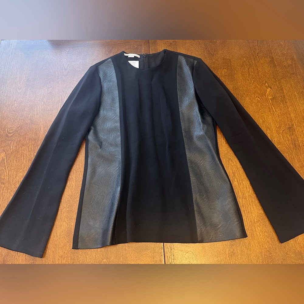 Stella McCartney Black Top with Faux Leather Detail